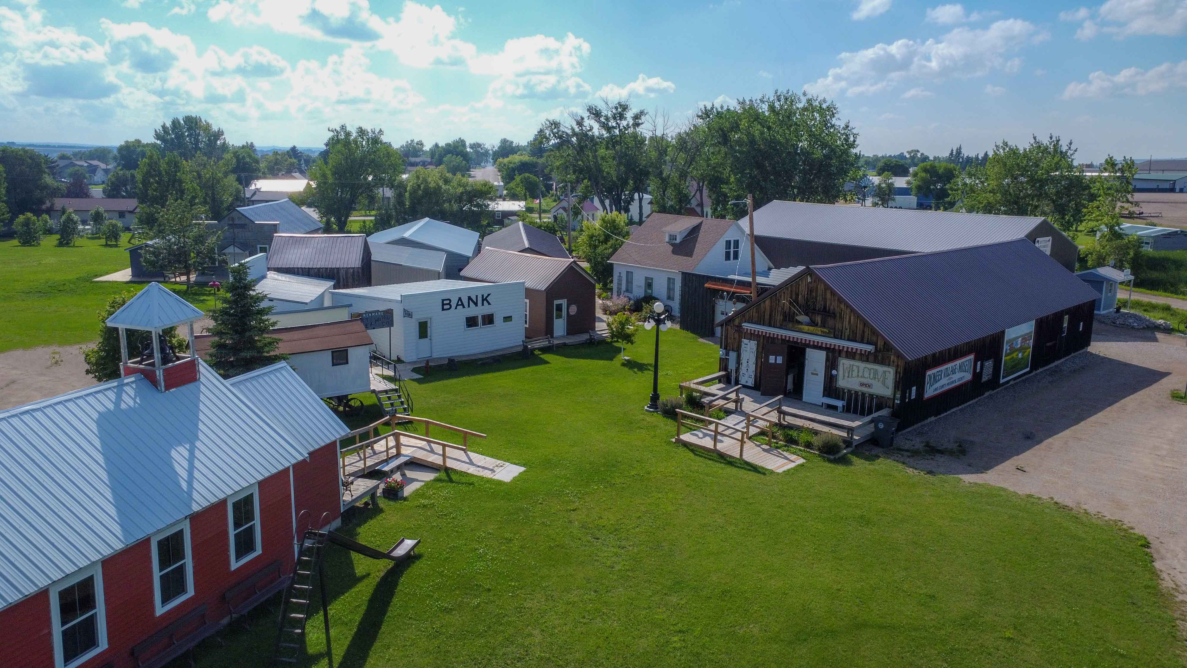 Aerial view of Pioneer Village