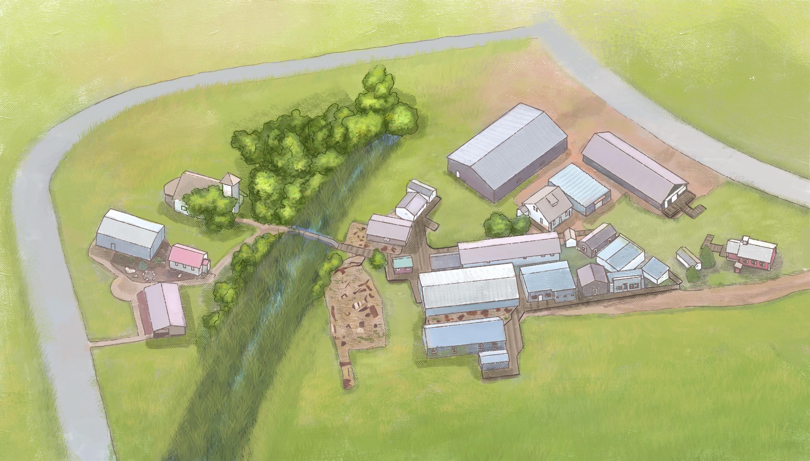 Illustrated map of Kenmare Pioneer Village